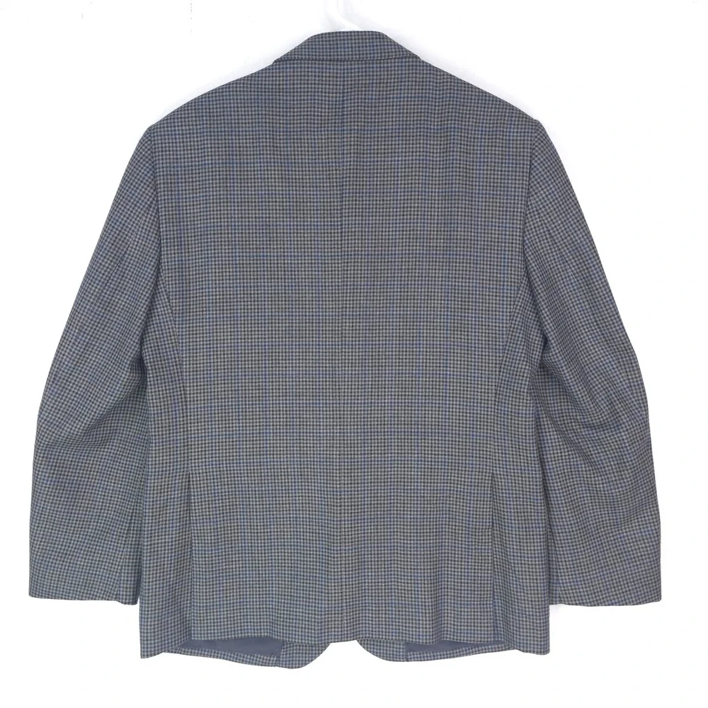 Jos A Bank Mens 43R Gray Blue Houndstooth Windowpane Two Button Blazer Jacket